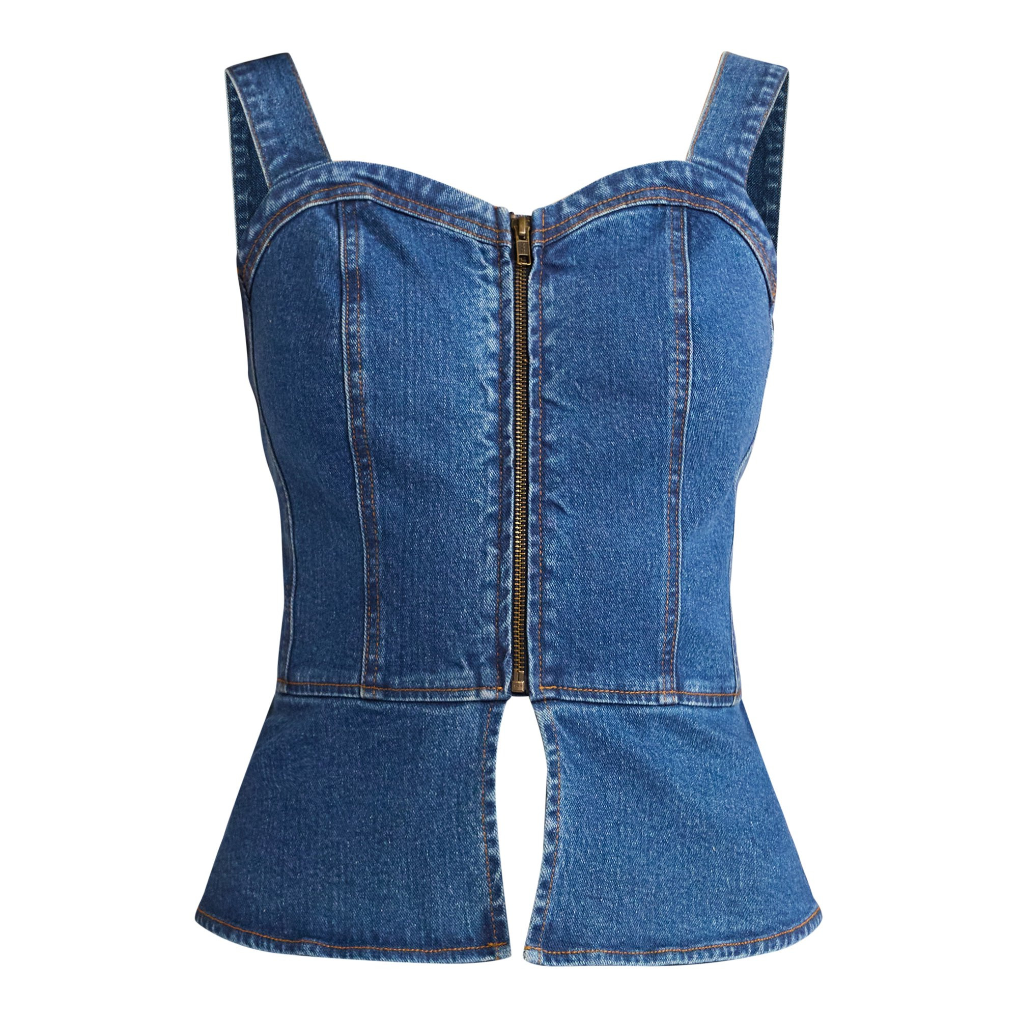 Scoop Women's Zip Up Denim Bustier, Sizes XS-XXL | Walmart (US)