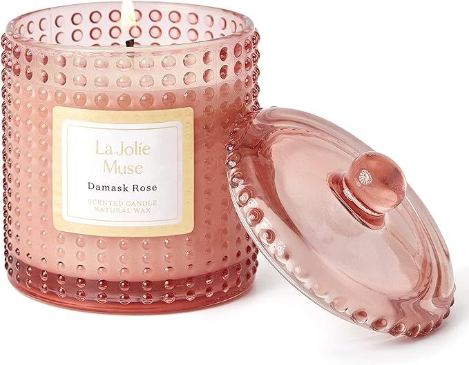 LA JOLIE MUSE Damask Rose Scented Candle, Candles Gifts for Women, Pink Jar Candles for Home Scen... | Amazon (US)