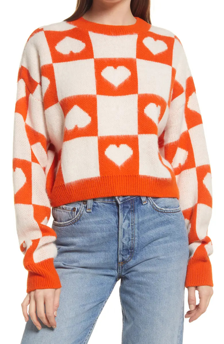 Women's Heart Check Crop Sweater | Nordstrom