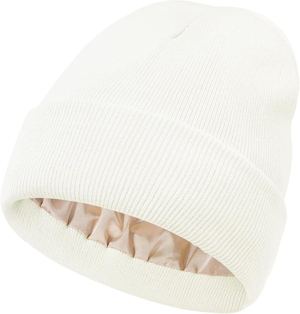 Zando Womens Satin Lined Beanie for Women Knit Beanies Womens Winter Beanies for Women Hats for M... | Amazon (US)