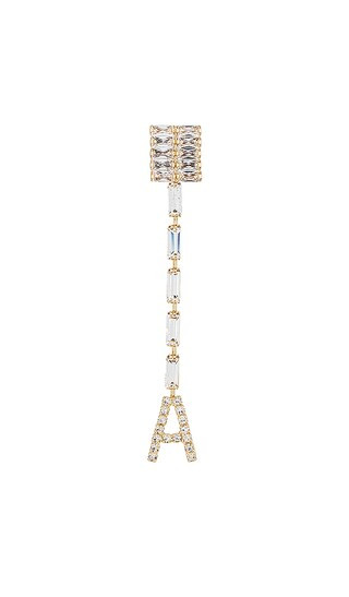 Lara Block Crystal Letter Drop Earrings in Crystal & Shiny Gold | Revolve Clothing (Global)