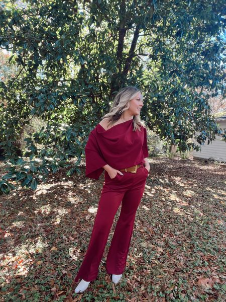 My all maroon monochromatic outfit turned out so good! I love this flowy top from Amazon. It was so flattering. The Pants were stretchy and comfy. 

#LTKfindsunder50 #LTKCyberWeek #LTKmidsize