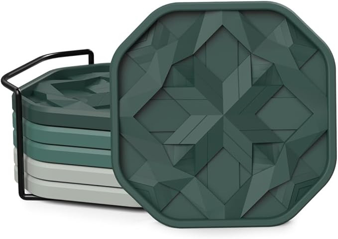 UMIRRO Silicone Cup Coasters for Drinks with Tailored Holder, Coffee Table Centerpiece, Modern Ho... | Amazon (US)