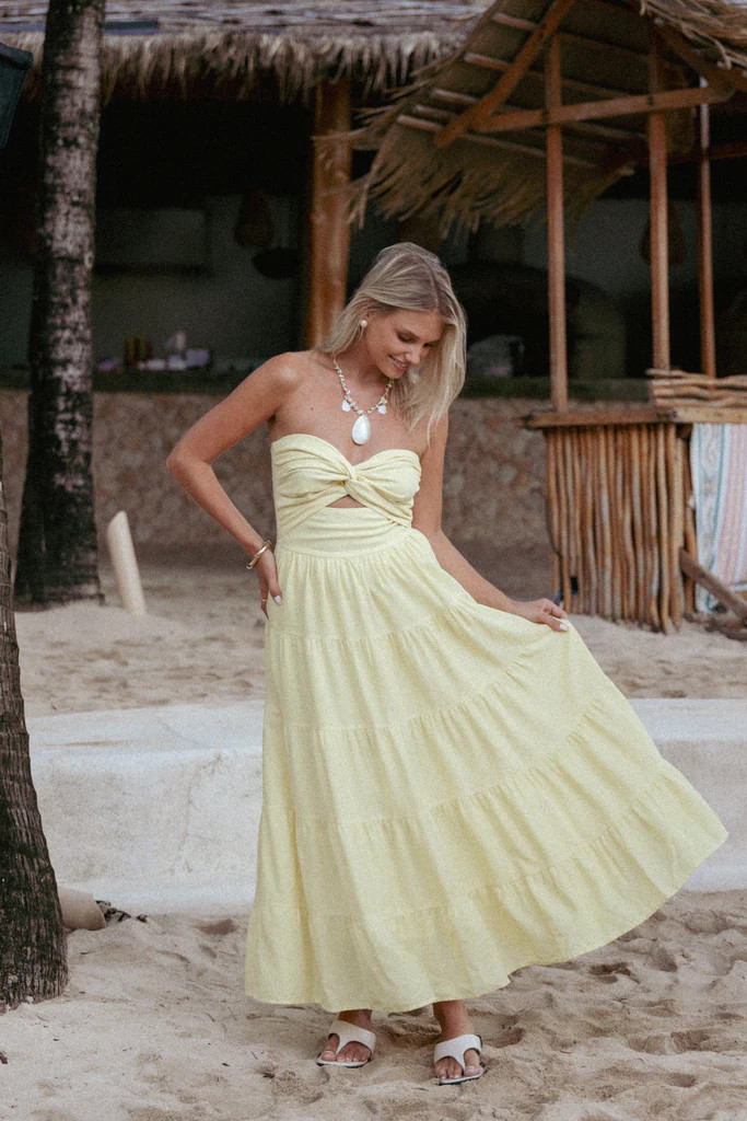 Sitara Strapless Midi Dress - Yellow | Petal & Pup (US)