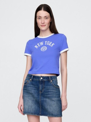 Cotton Jersey New York Logo Shrunken T-Shirt | Gap (US)
