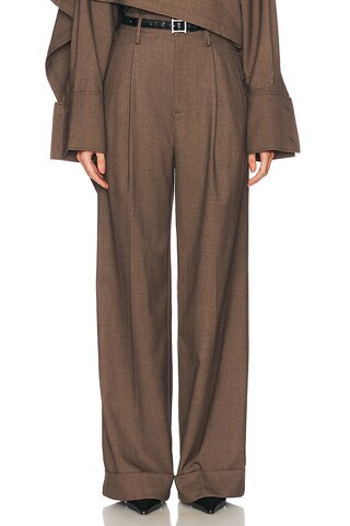 High Waist Pleated Suit Trouser in Black | Revolve Clothing (Global)