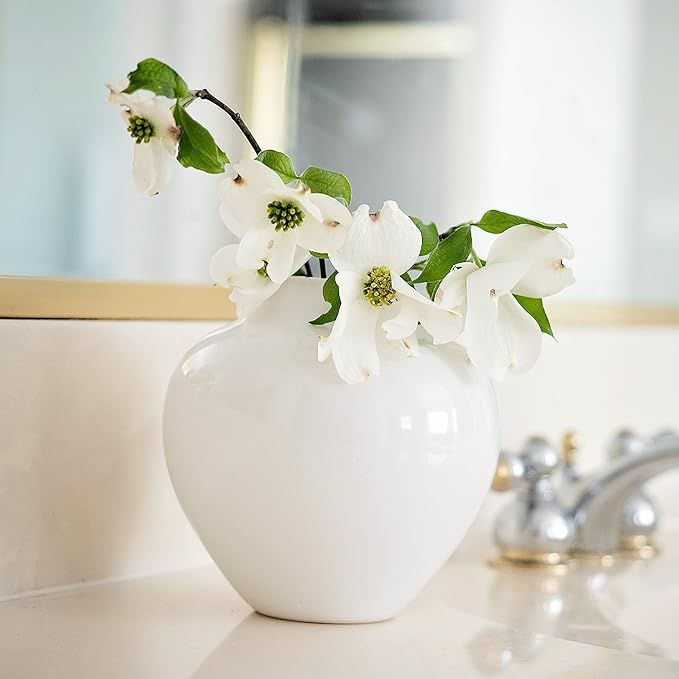Willowy 5 Inch Small White Porcelain Vase with Glossy Finish - White Vases for Flowers, Small Whi... | Amazon (US)