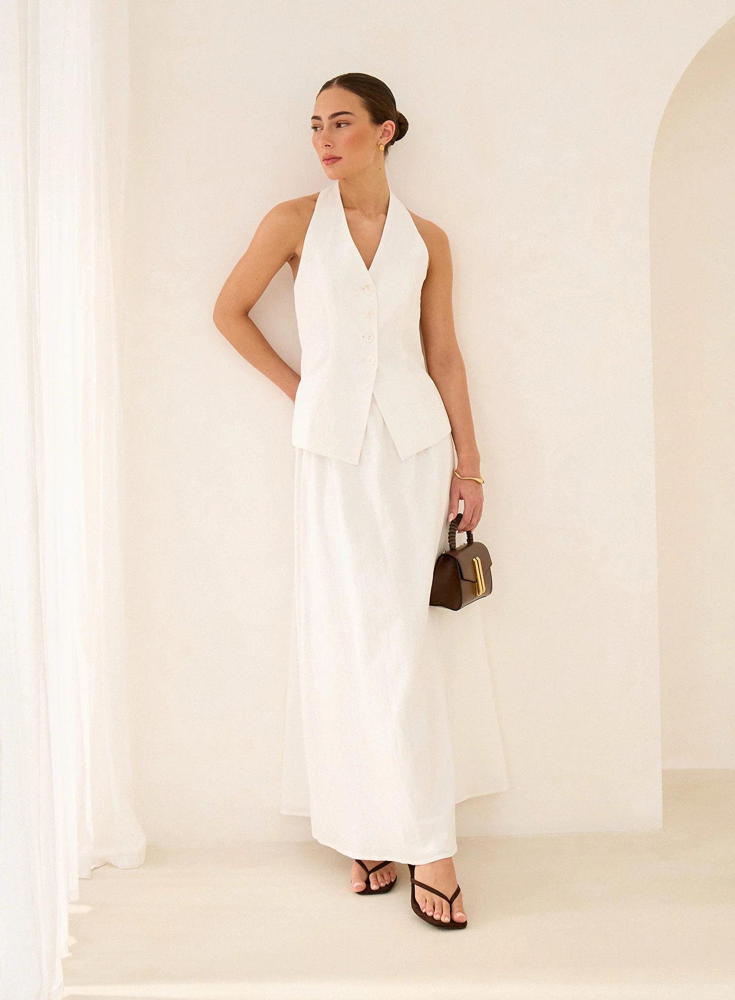 Women's White Cotton Floaty A-line Maxi Skirt | Issie | 4th & Reckless | 4th & Reckless