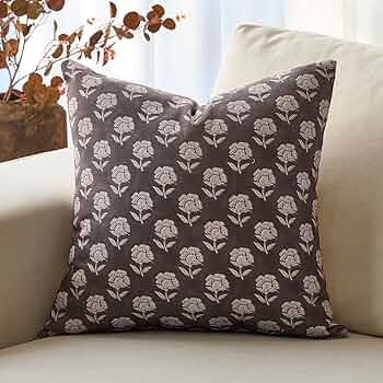 DOMVITUS Floral Pillow Covers 18x18 Throw Pillow Covers Decorative Farmhouse Block Floral Print V... | Amazon (US)