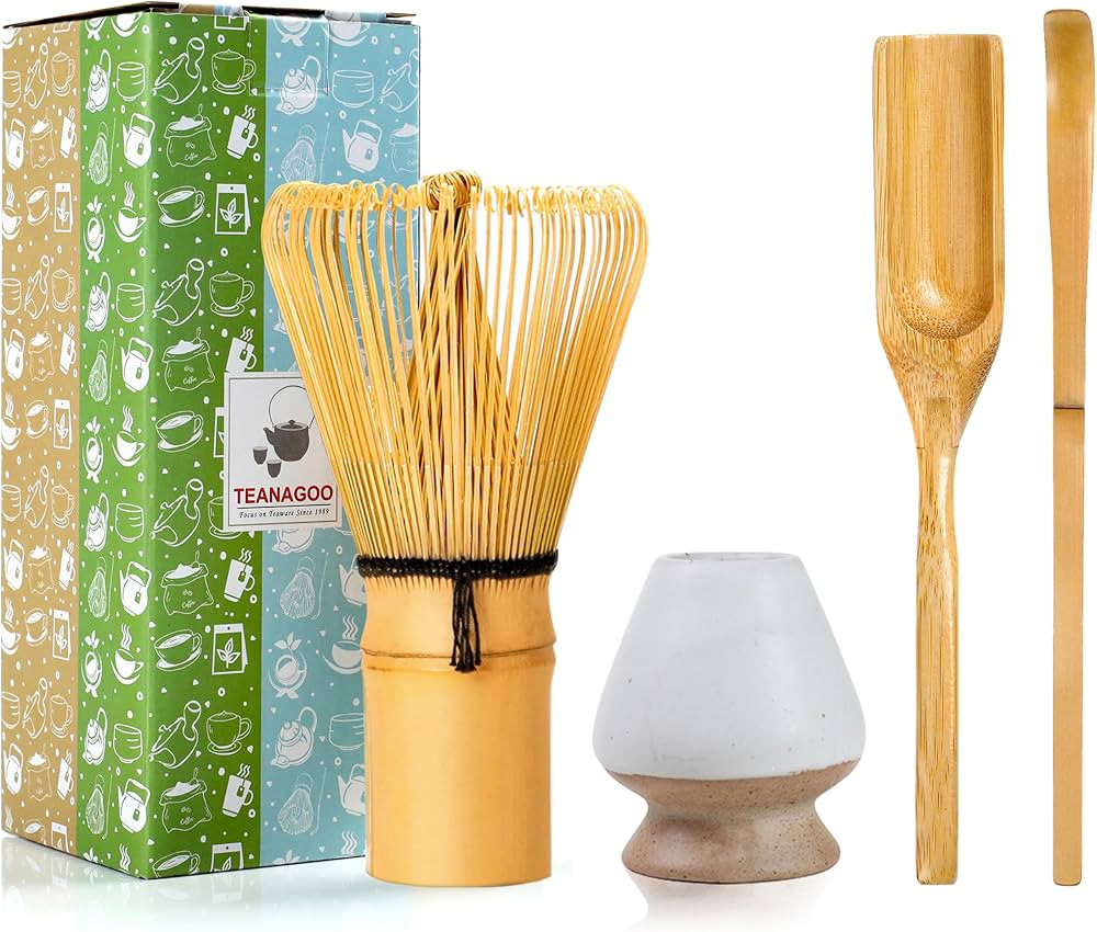 TEANAGOO Japanese Matcha Ceremony Accessory, Matcha Whisk (Chasen), Traditional Scoop (Chashaku),... | Amazon (US)