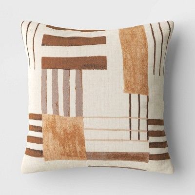 Linework Square Throw Pillow Neutral - Threshold™ | Target