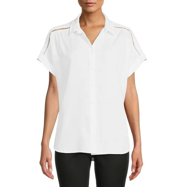 Time and Tru Women's Short Sleeve Roll Cuff Shirt | Walmart (US)