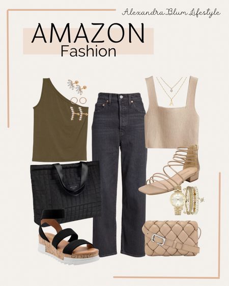 Amazon fashion finds! Black jeans, tank tops, tote bag, sandals, and jewelry! Amazon best sellers! Amazon favorites! Spring outfits! Date night outfits! Summer sandals! Cute spring purses! Outfit two ways

#LTKitbag #LTKshoecrush #LTKstyletip
