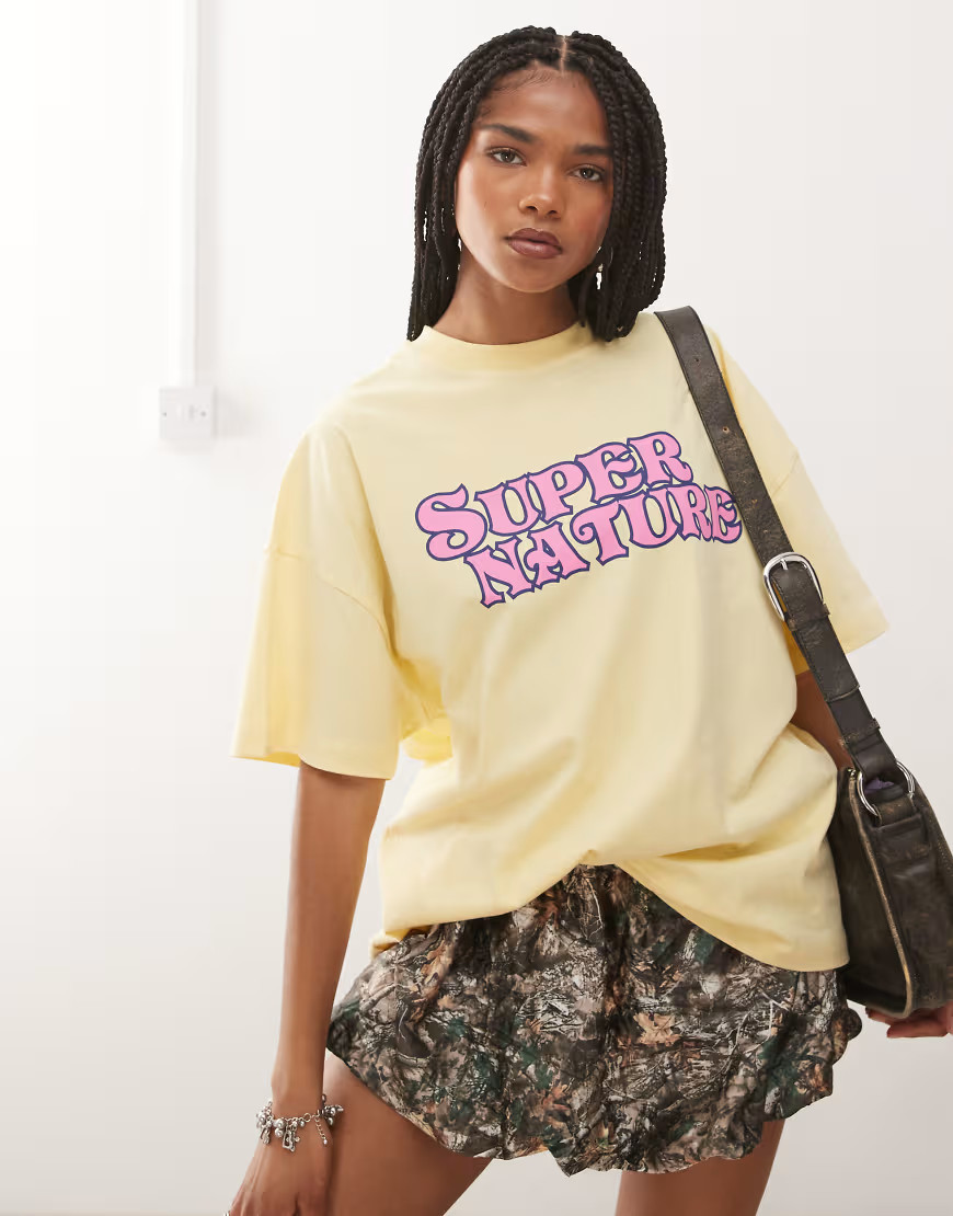 COLLUSION graphic t-shirt in buttermilk yellow | ASOS (Global)