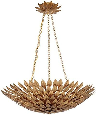 Crystorama Lighting Broche 6 Light Antique Gold Leaf Chandelier - Ceiling Light Fixture - Chandel... | Amazon (US)