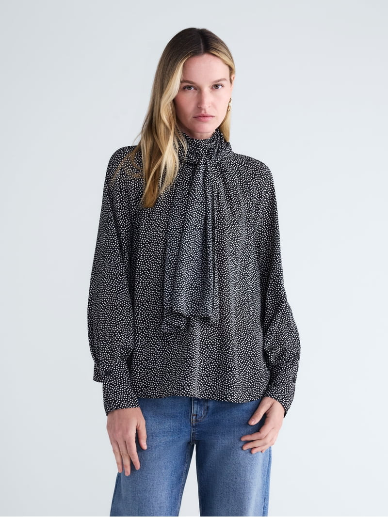 Scoop Women's and Women's Plus Tie Back Blouse, Sizes XS-4X | Walmart (US)