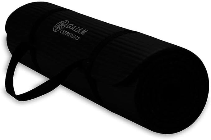 Gaiam Essentials Thick Yoga Mat Fitness & Exercise Mat with Easy-Cinch Yoga Mat Carrier Strap, 72... | Amazon (US)