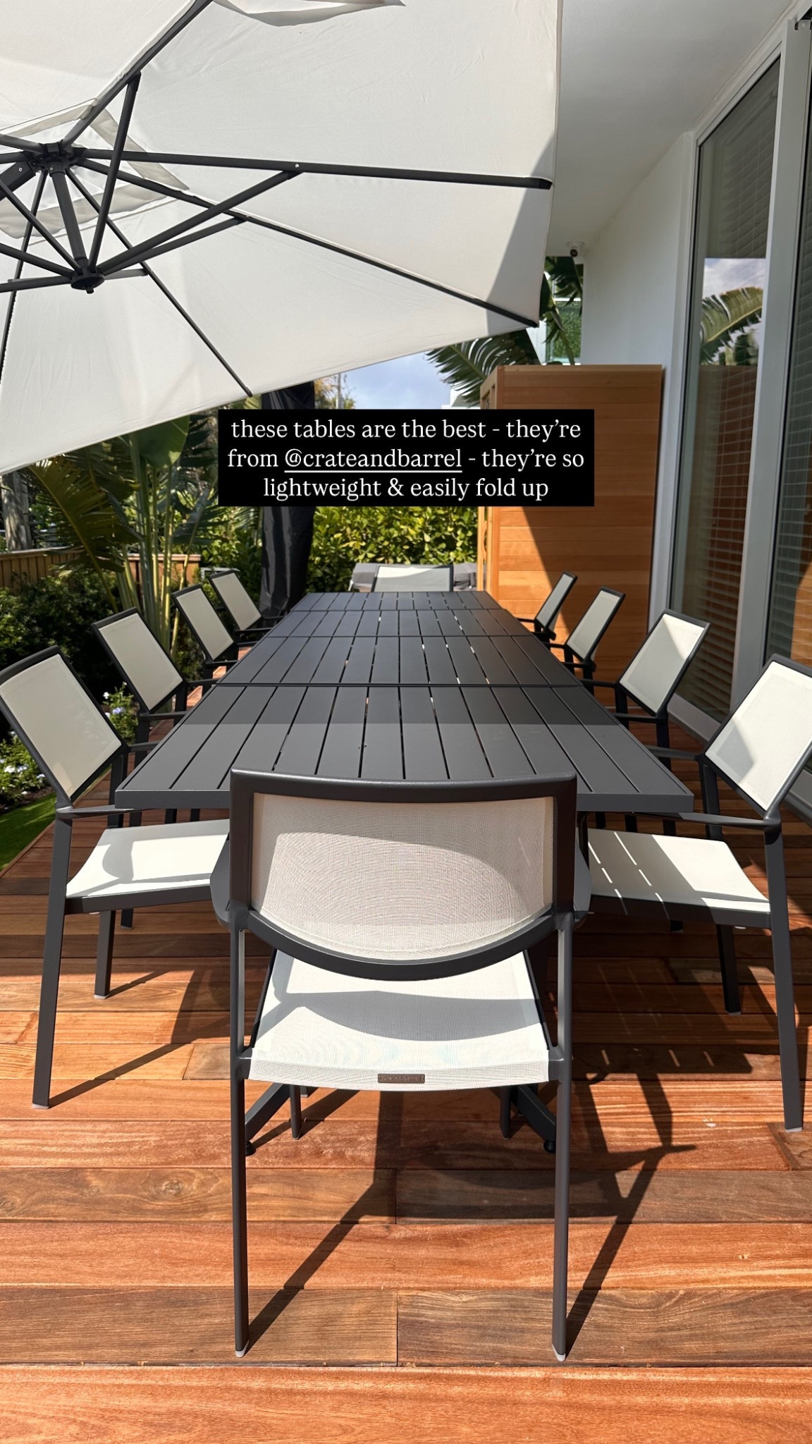these outdoor tables are Simply the best. They are so lightweight and easily fold up - I am able to move them around *easily* on my own & the chairs even stack up! From crates& barrel 

#LTKFamily #LTKHome #LTKStyleTip