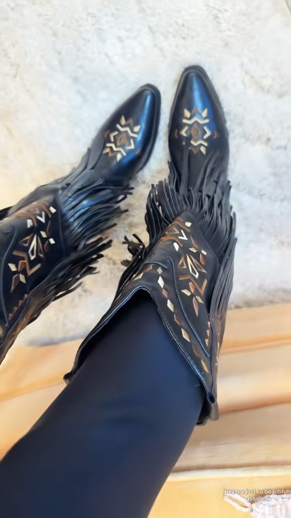 Cowboy boots with fringe. Cute, comfortable, true to size 

#LTKCyberWeek #LTKootd #LTKFindsUnder100