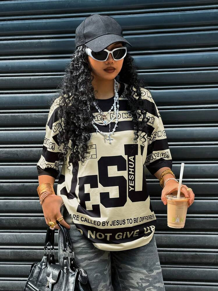 Jesus Contrast Shirt  | SHEIN
