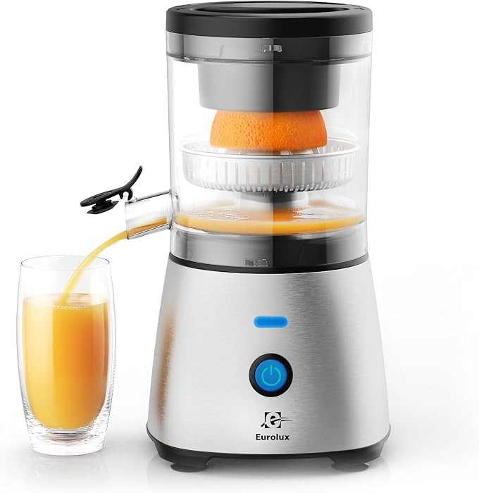 Eurolux Electric Citrus Juicer Stainless Steel | Premium Hands-Free One-Touch Orange Juice Squeez... | Amazon (US)
