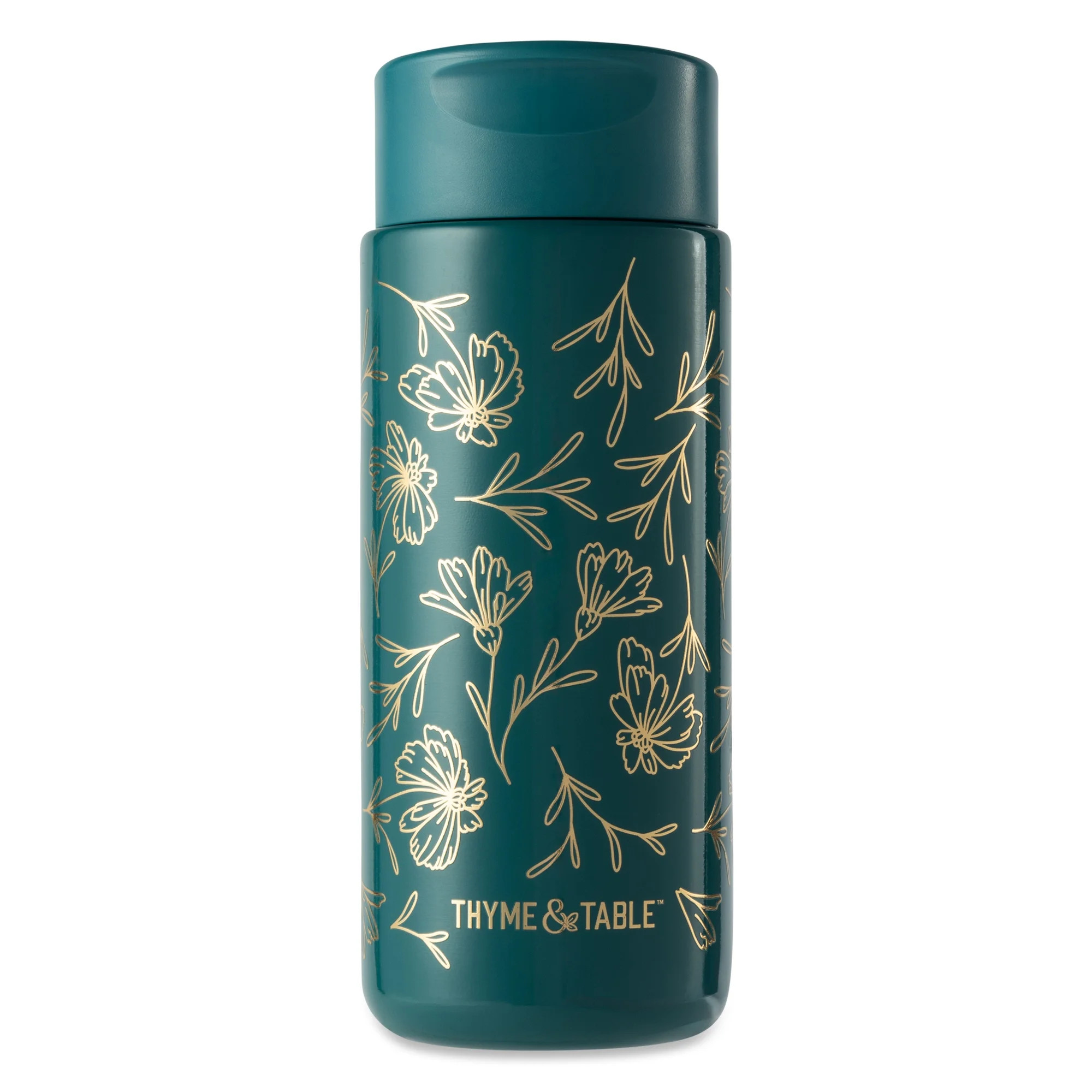 Thyme & Table Double Wall Insulated Stainless Steel Coffee Tumbler, 22oz Travel Mug, Teal & Gold ... | Walmart (US)