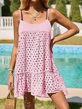 Saodimallsu Womens Crochet Cover Up Summer Spaghetti Strap Hollow Out Fringe Tie Back Beach Cover... | Amazon (US)