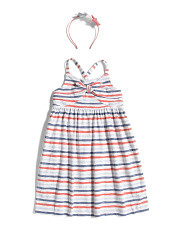 Girls Americana Striped Dress With Headband | TJ Maxx
