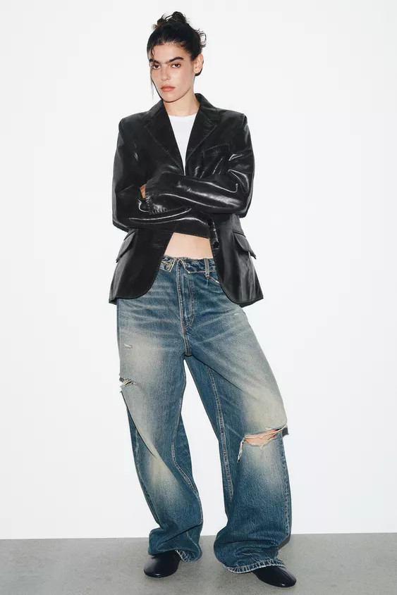 TRF MID-RISE FOLDED WAIST JEANS | Zara US