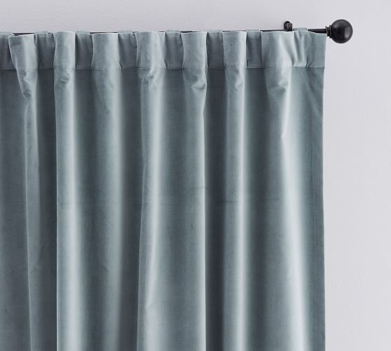 Velvet Twill Curtain - Navy | Pottery Barn (US)