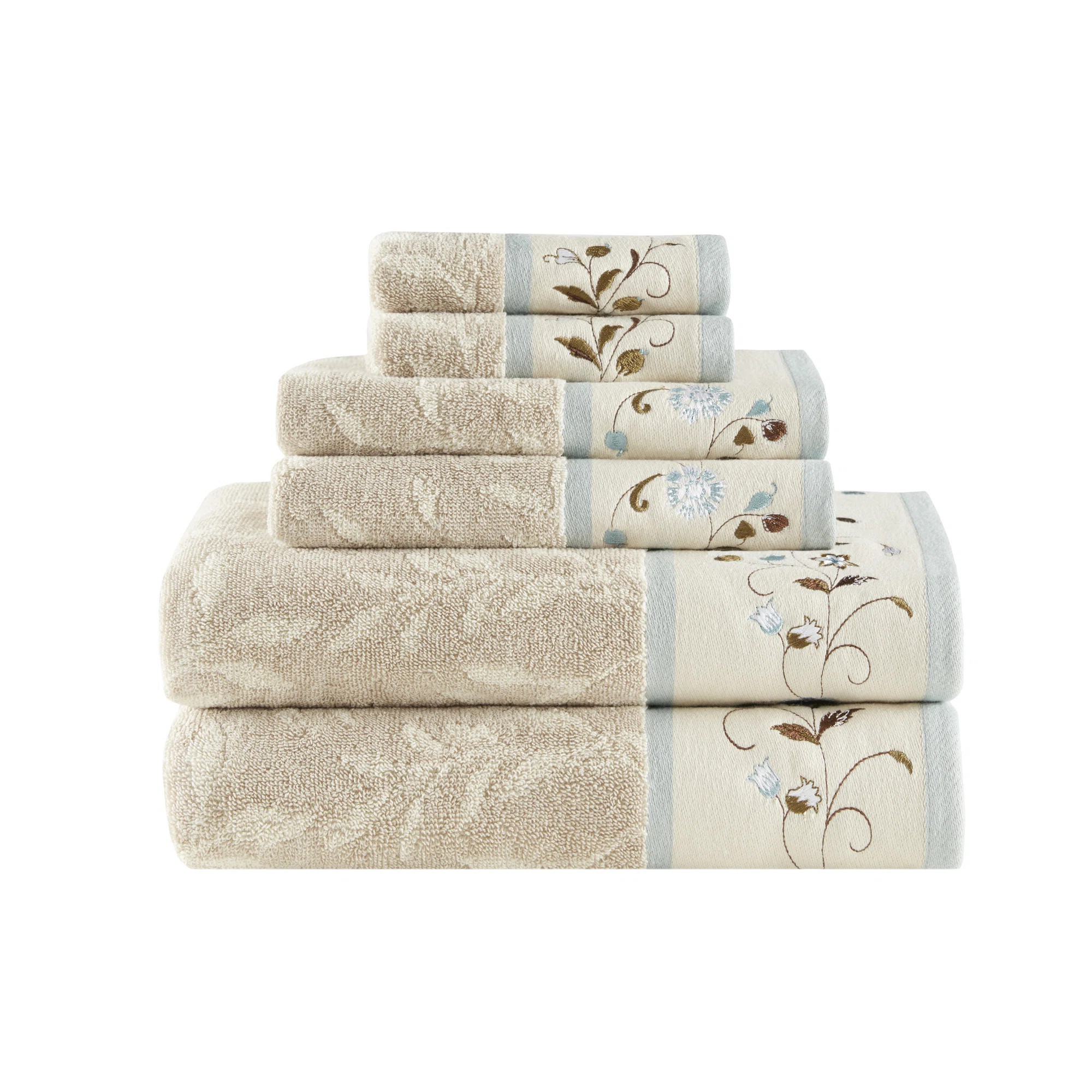 Raheem Embroidered Cotton Jacquard Towel Set (Set of 6) | Wayfair North America