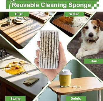 Jeymei Damp Clean Duster Sponge,4Pcs Grey Dust Sponge for Cleaning | Amazon (US)