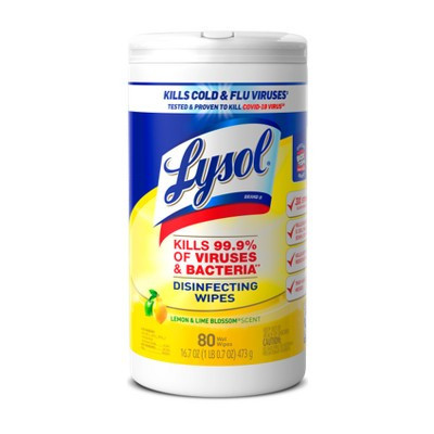 Lysol Lemon and Lime Blossom Disinfecting Wipes- 80ct | Target