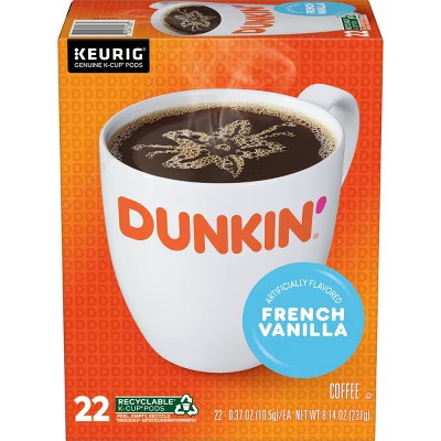 Dunkin' French Vanilla Flavored Medium Roast Coffee - Keurig K-Cup Pods - 22ct | Target