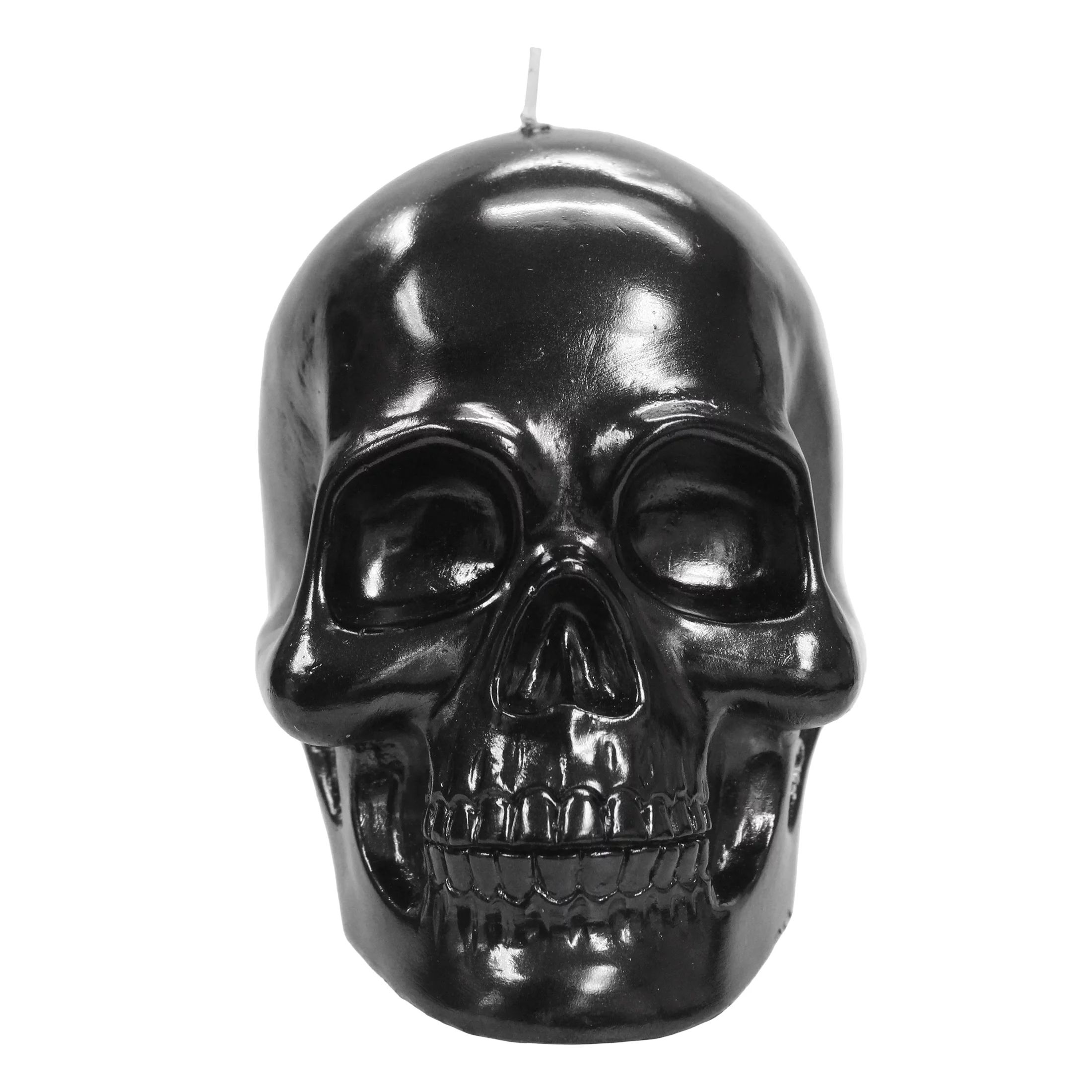 Mainstays Unscented Halloween Skull Figural Candle, 4.5 inches, Black | Walmart (US)