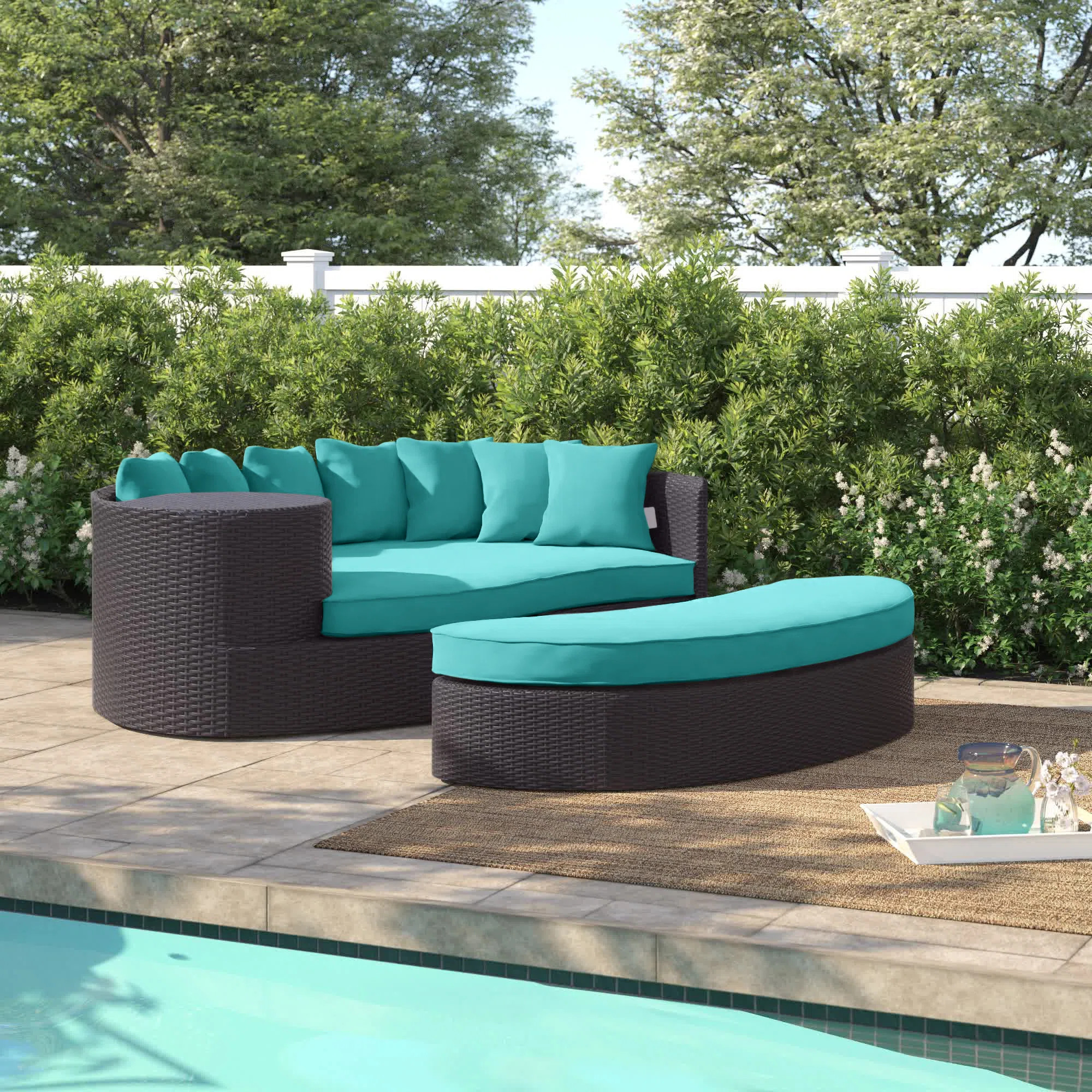 Convene 79" Wide Outdoor Wicker Patio Daybed with Cushions | Wayfair North America
