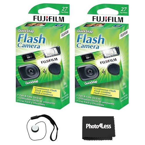 Fujifilm QuickSnap Flash 400 Disposable 35mm Camera (Pack of 2) Bundle with Hand Strap and Lens Cleaning Cloth | Amazon (US)