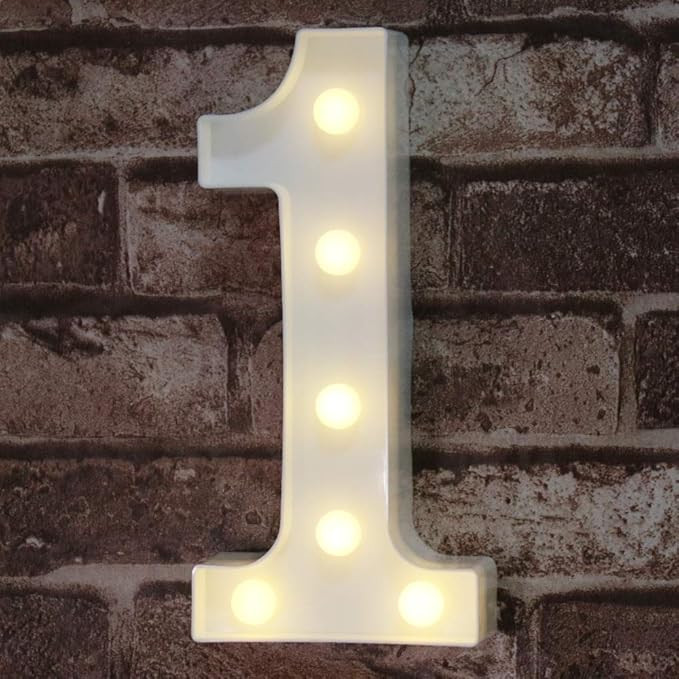 Pooqla Decorative Led Light Up Number Letters, White Plastic Marquee Number Lights Sign Party Wed... | Amazon (US)
