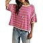 Tankaneo Womens Oversized Striped T-Shirts Summer Casual Color Block Short Sleeve Tops Drop Shoul... | Amazon (US)