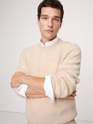 Italian Merino-Cashmere Waffle-Knit Sweater | Banana Republic (US)