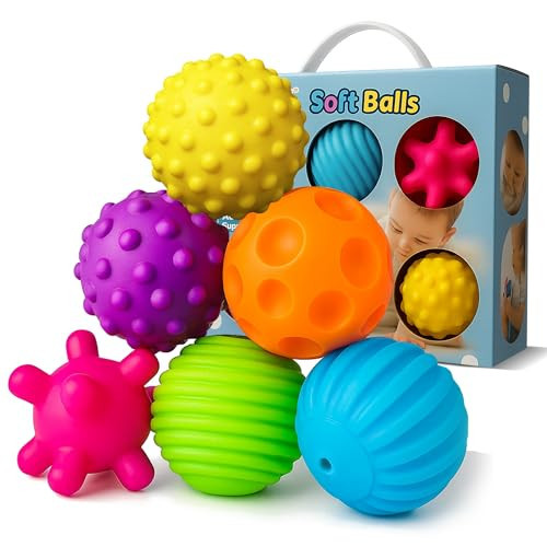 ROHSCE Baby Textured Multi Sensory Toys Massage Ball Gift Set BPA Free for Toddlers 1-3 Soft Balls Montessori Infant Baby Toys 6 to 12 Months 6 Pack | Amazon (US)