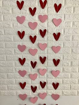 80 Heart Garland Red & Pink- Valentines Day Decoration, Hanging Hearts, Valentines Day Banner, Ha... | Amazon (US)