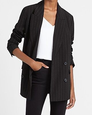 Oversized Double Breasted Pinstripe Blazer | Express