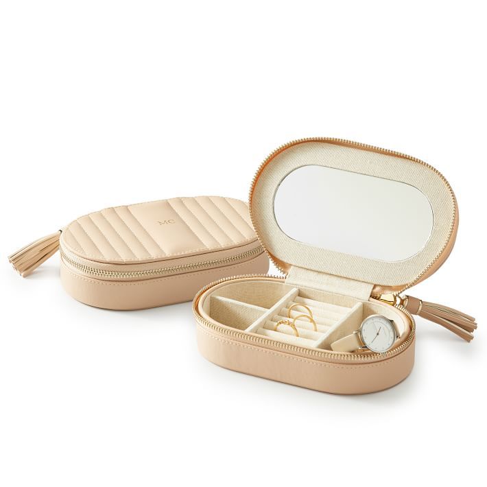 Oval Quilted Jewelry Case | Mark and Graham