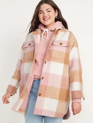 Printed Flannel Long Utility Shacket for Women | Old Navy (US)