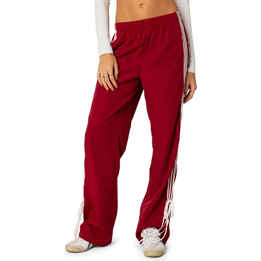 EDIKTED Remy Tie Detail Track Pants in Red at Nordstrom, Size Small | Nordstrom