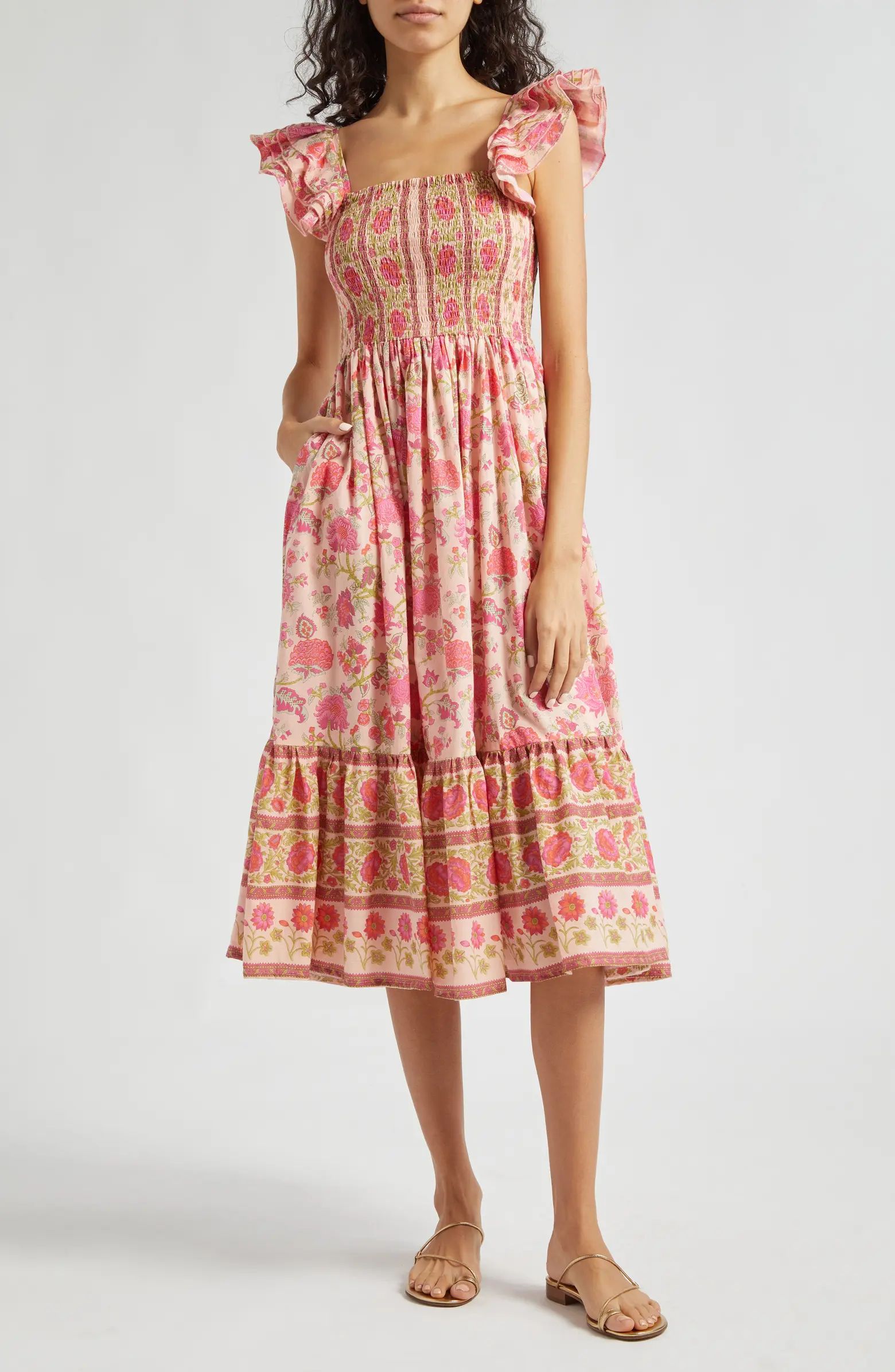 Olympia Smocked Midi Dress | Nordstrom