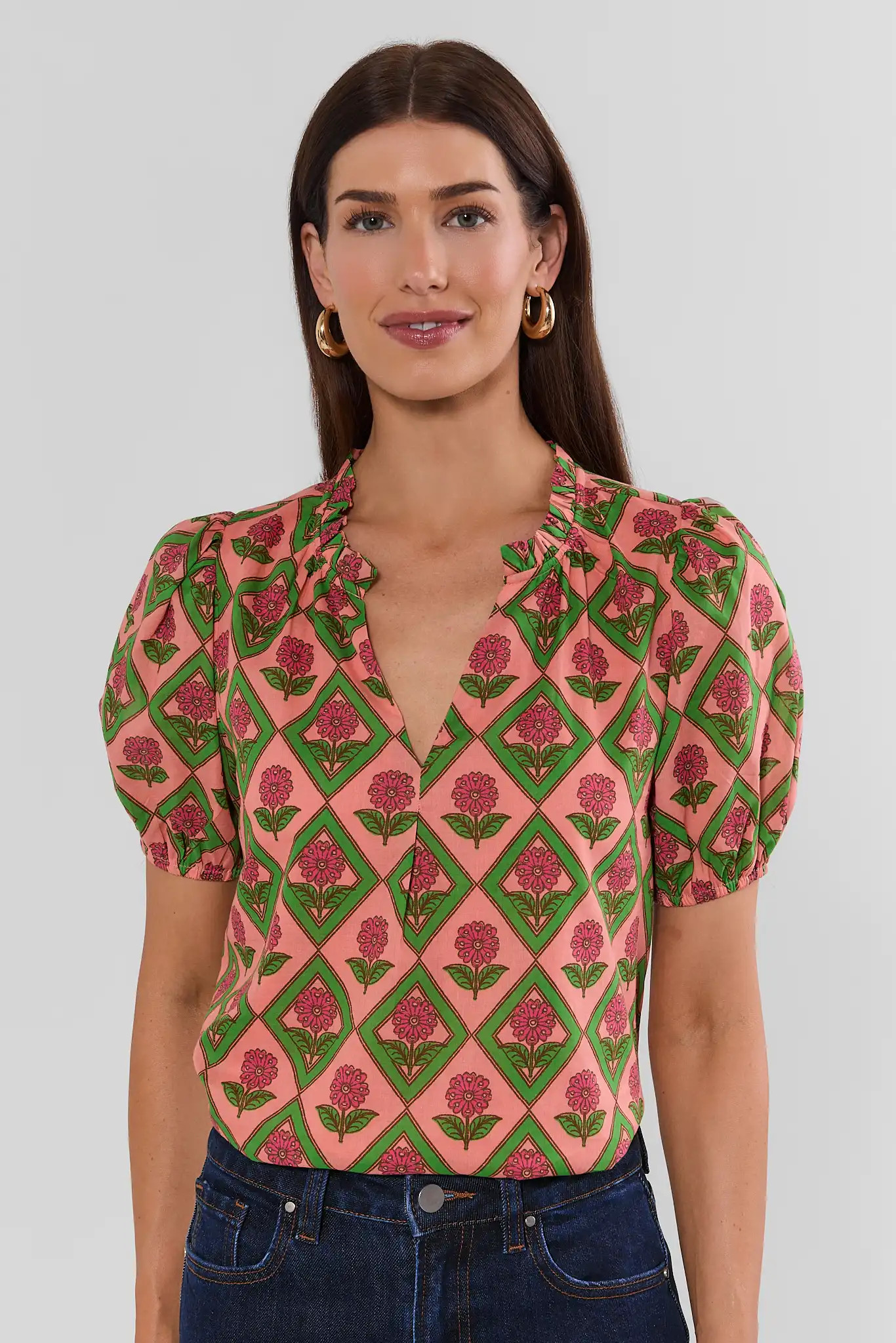Maleigh Coral Floral Print Top | Avara