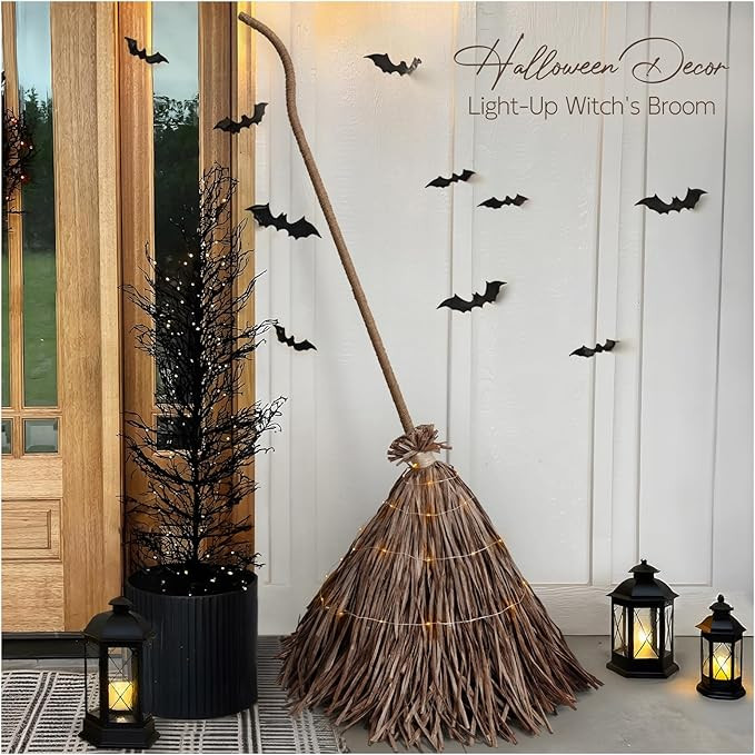 Halloween Decorations - Fall Decor for Home - 5.2 Ft Giant Light-Up Witches Broom - Rustic Farmho... | Amazon (US)