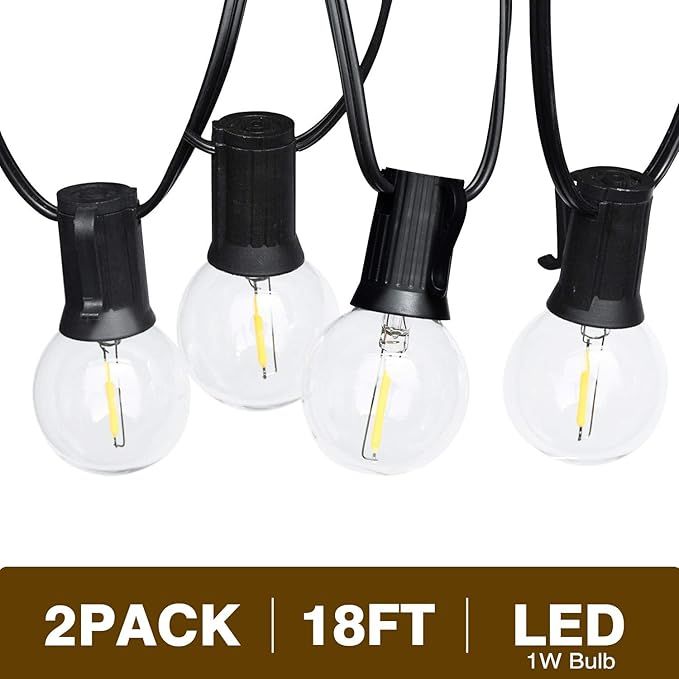 Svater Globe Led String Lights 2x18FT 10 Hanging Socket with 2x10 G40 Vintage LED Bulbs 1W 2700K ... | Amazon (US)